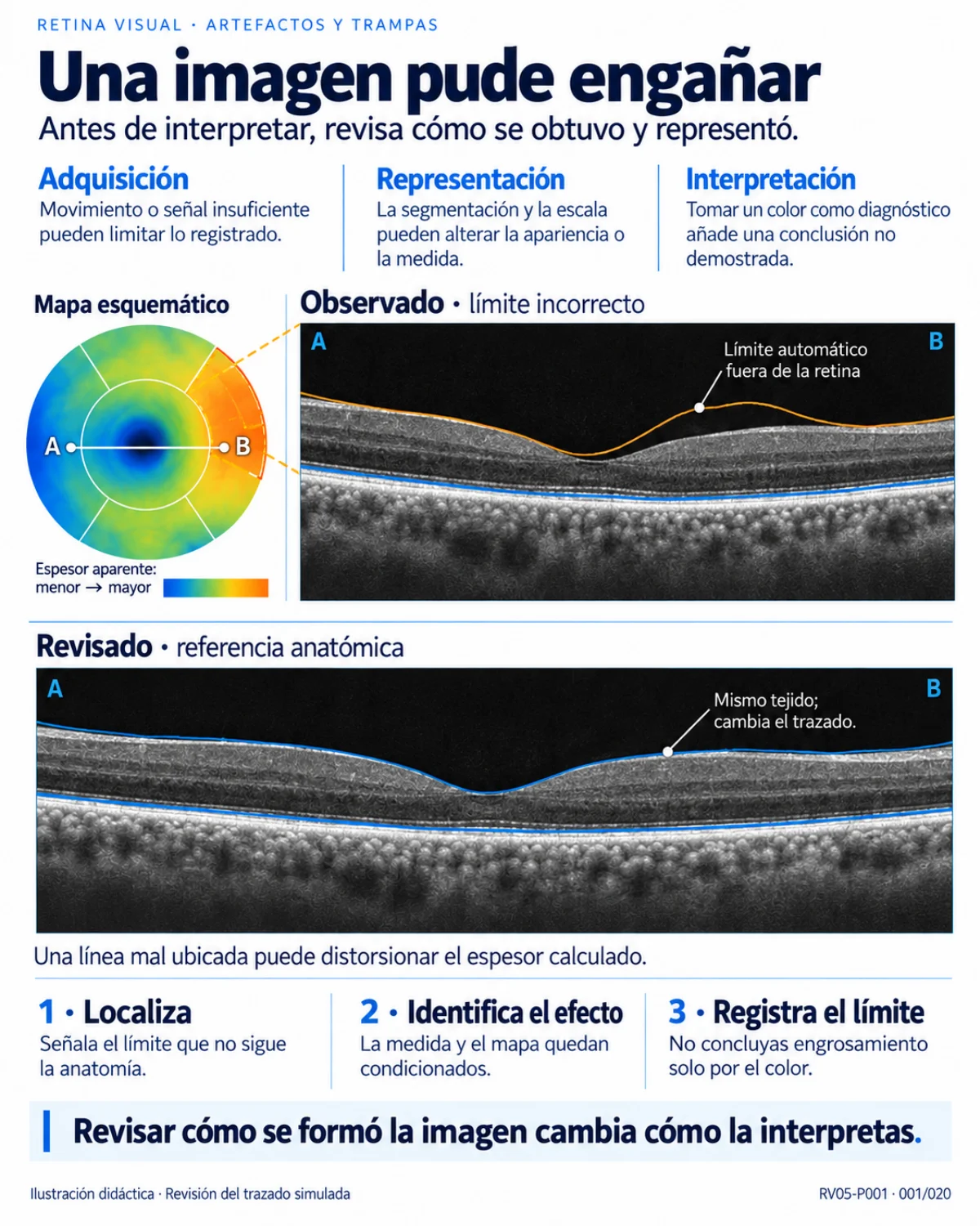 Muestra del material de Retina: Artefactos · calidad e interpretación.